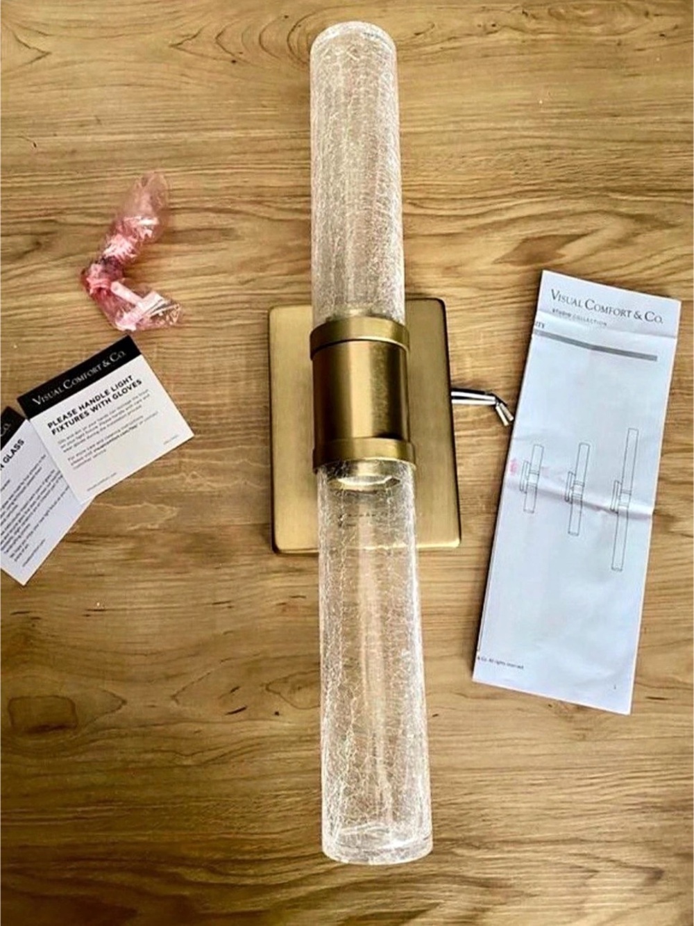 Visual Comfort & Co. Keaton 20" Vanity Sconce. Satin Brass & Etched glass Vanity